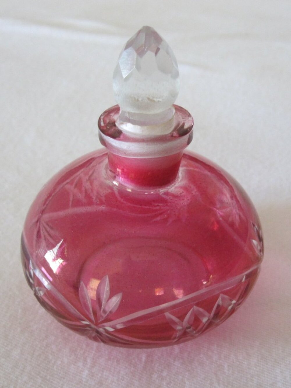 old Ruby Red / Cranberry Glass 3" Perfume Bottle w/ Stopper